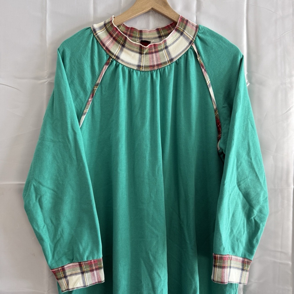 Vintage Only Necessities Teal Nightgown L Modest Granny Cottage Core Long Pjs